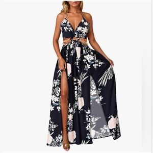 NEW Floral Halter Maxi Dress
